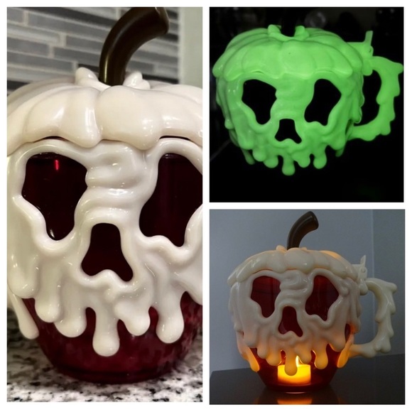 Disney Other - DISNEY Parks 2015 ORIGINAL Red Glow in Dark Poison Apple Sipper Mug NIP MINT